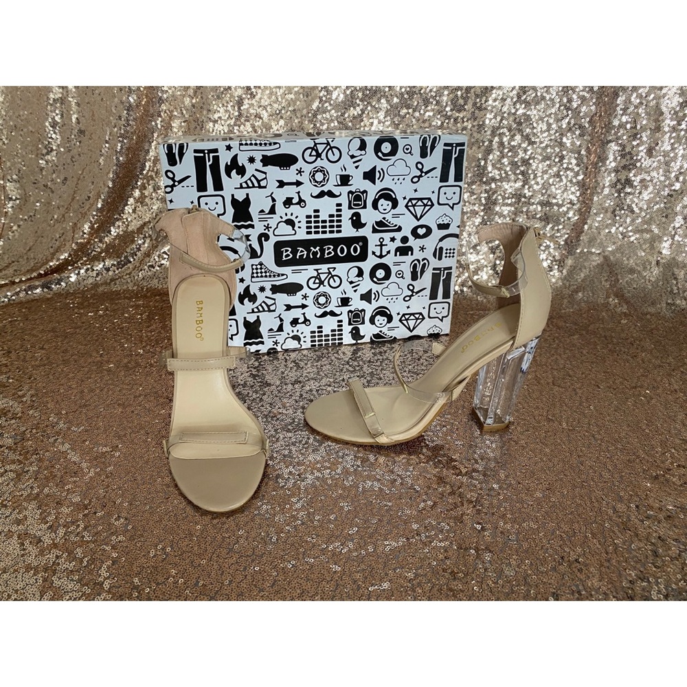 ❌SOLD❌ Nude and Clear Block Heels